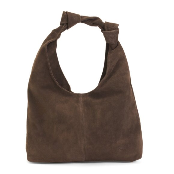 AMERICAN LEATHER CO. Chocolate Suede Marietta Knotted 2.0 Hobo Bag - Picture 1 of 2